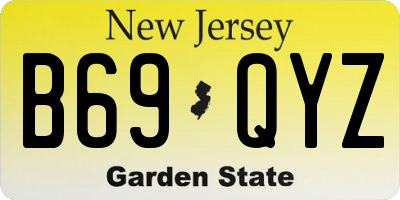 NJ license plate B69QYZ