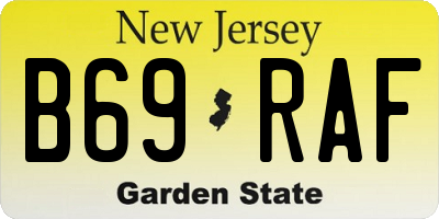 NJ license plate B69RAF