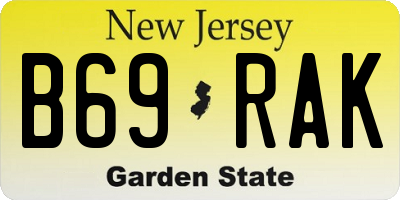 NJ license plate B69RAK
