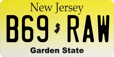 NJ license plate B69RAW