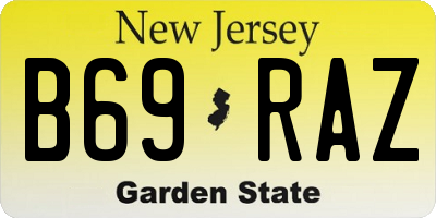 NJ license plate B69RAZ
