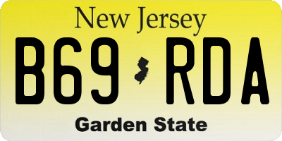 NJ license plate B69RDA