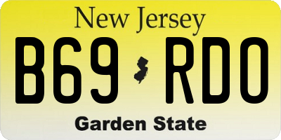 NJ license plate B69RDO