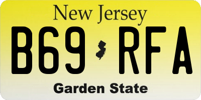 NJ license plate B69RFA