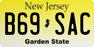 NJ license plate B69SAC