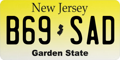 NJ license plate B69SAD