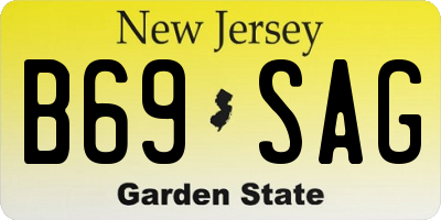 NJ license plate B69SAG