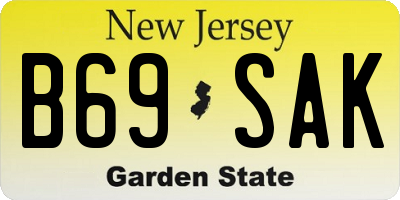 NJ license plate B69SAK