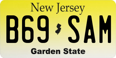 NJ license plate B69SAM