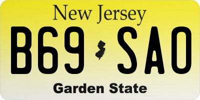 NJ license plate B69SAO