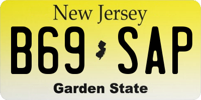 NJ license plate B69SAP