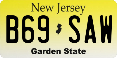 NJ license plate B69SAW