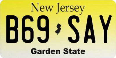 NJ license plate B69SAY