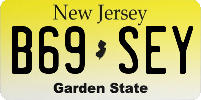 NJ license plate B69SEY