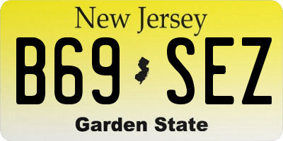 NJ license plate B69SEZ