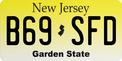 NJ license plate B69SFD