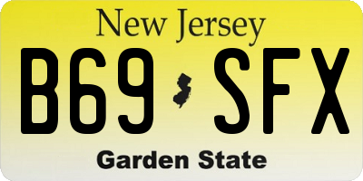 NJ license plate B69SFX