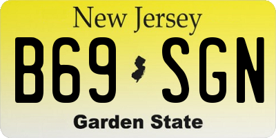 NJ license plate B69SGN