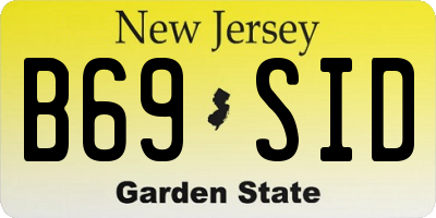 NJ license plate B69SID