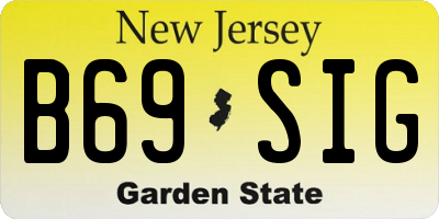 NJ license plate B69SIG