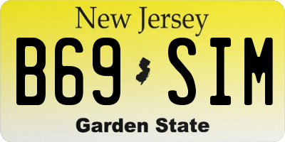 NJ license plate B69SIM