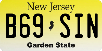 NJ license plate B69SIN