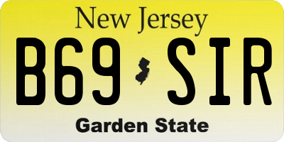 NJ license plate B69SIR