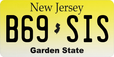NJ license plate B69SIS