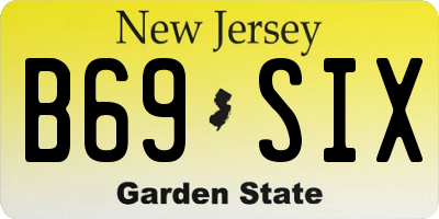 NJ license plate B69SIX