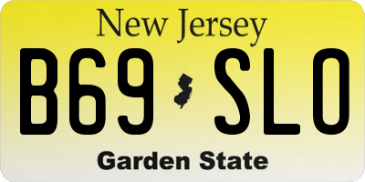 NJ license plate B69SLO