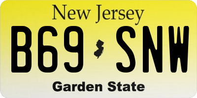 NJ license plate B69SNW