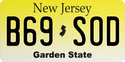 NJ license plate B69SOD