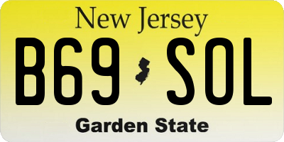 NJ license plate B69SOL