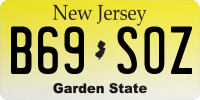 NJ license plate B69SOZ