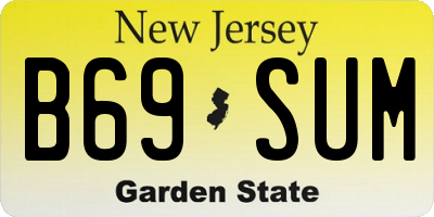NJ license plate B69SUM