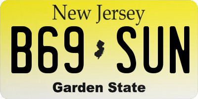 NJ license plate B69SUN