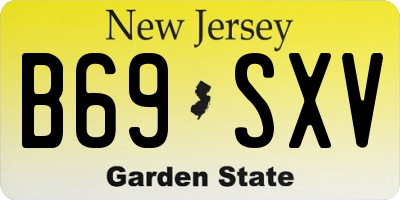 NJ license plate B69SXV