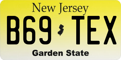NJ license plate B69TEX