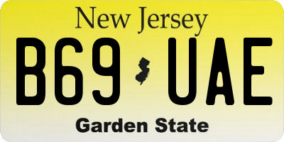 NJ license plate B69UAE