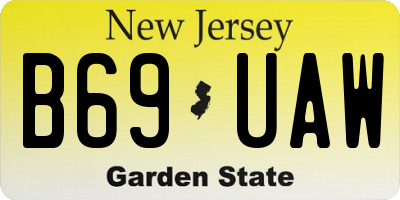 NJ license plate B69UAW