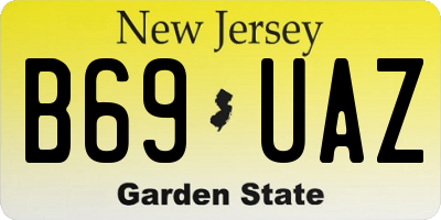 NJ license plate B69UAZ