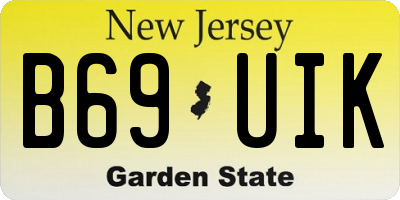 NJ license plate B69UIK