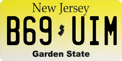 NJ license plate B69UIM