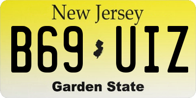 NJ license plate B69UIZ