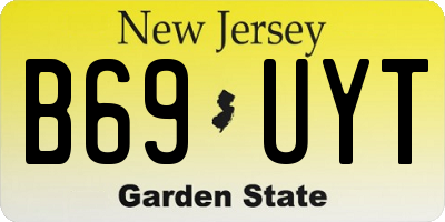 NJ license plate B69UYT