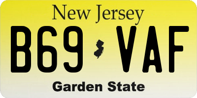 NJ license plate B69VAF