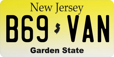 NJ license plate B69VAN