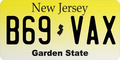 NJ license plate B69VAX