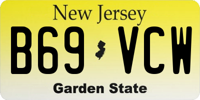NJ license plate B69VCW