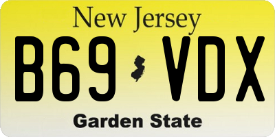 NJ license plate B69VDX